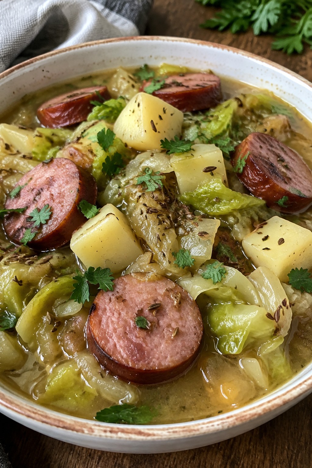 Polish Kielbasa and Cabbage Stew with Caraway