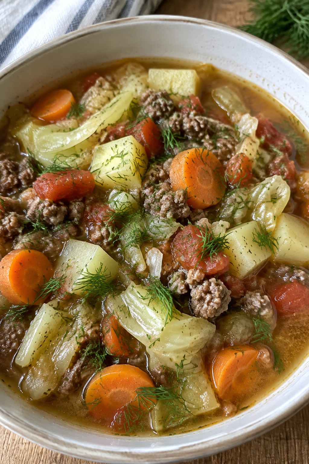 Cabbage and Dill Hamburger Stew