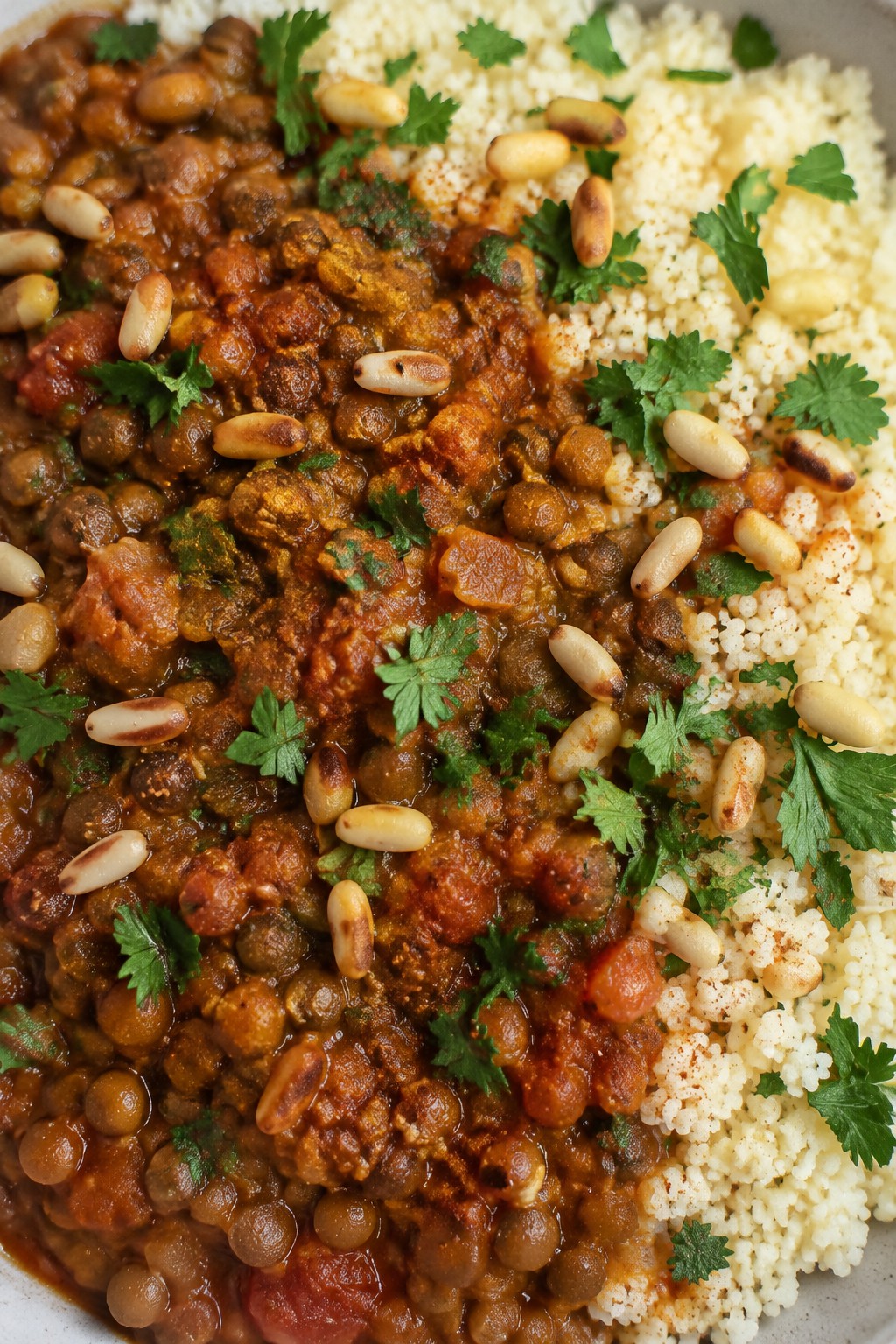 Lentil Stew with Couscous, Pine Nuts, and Warm Spices