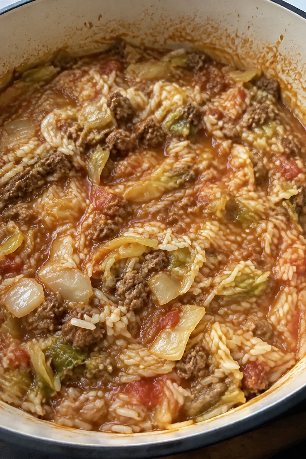 One-Pot Cabbage Roll Hamburger Stew with Rice