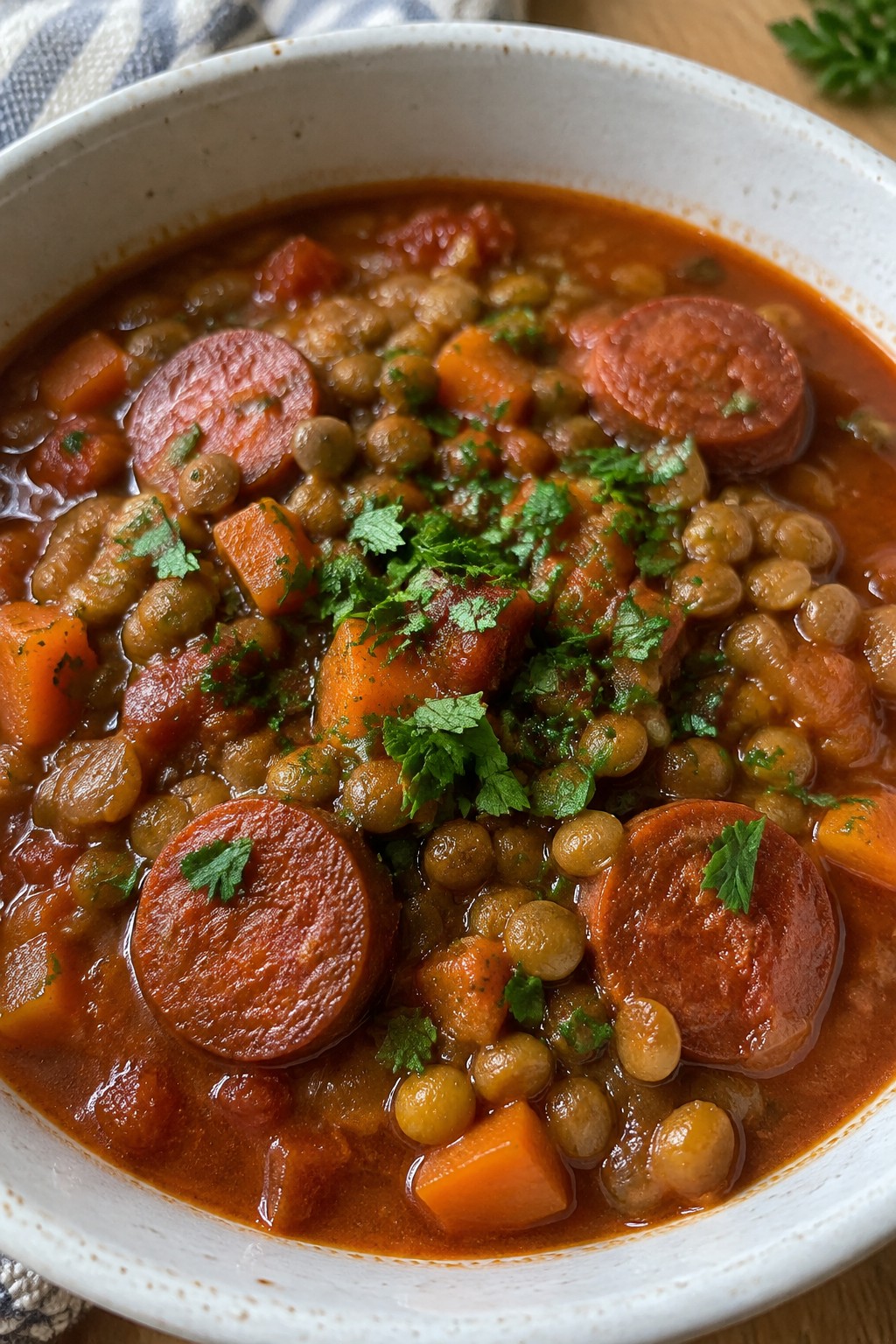 Spicy Chorizo and Lentil Stew