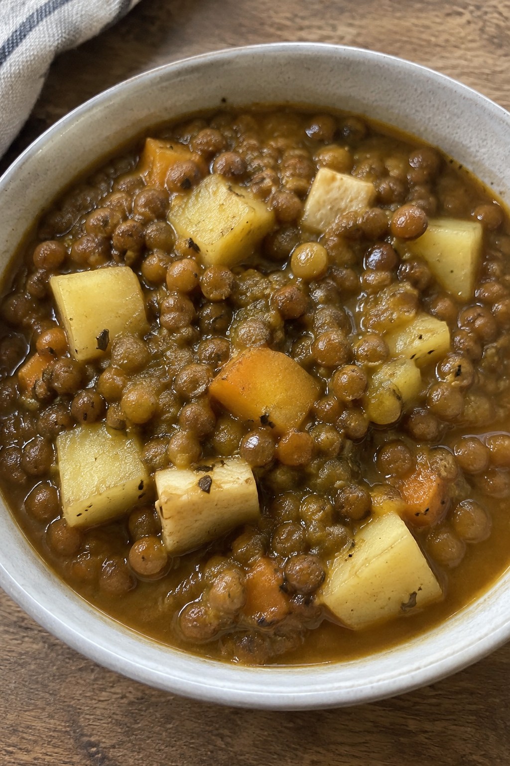 Cumin-Spiced Lentil Stew with Potatoes and Parsnips
