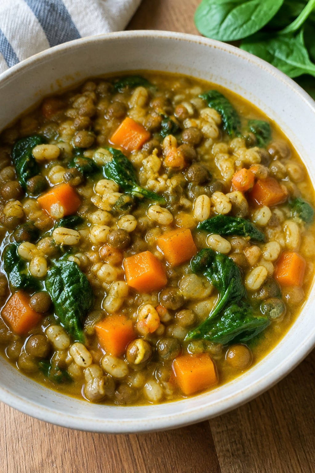 Ginger and Turmeric Lentil Stew with Pearl Barley