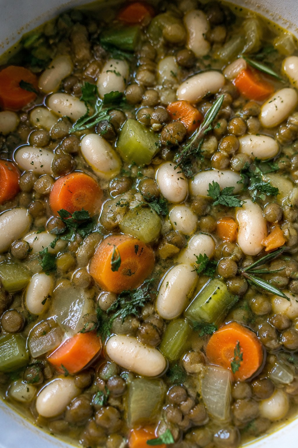 Lemon and Herb Lentil Stew with White Beans