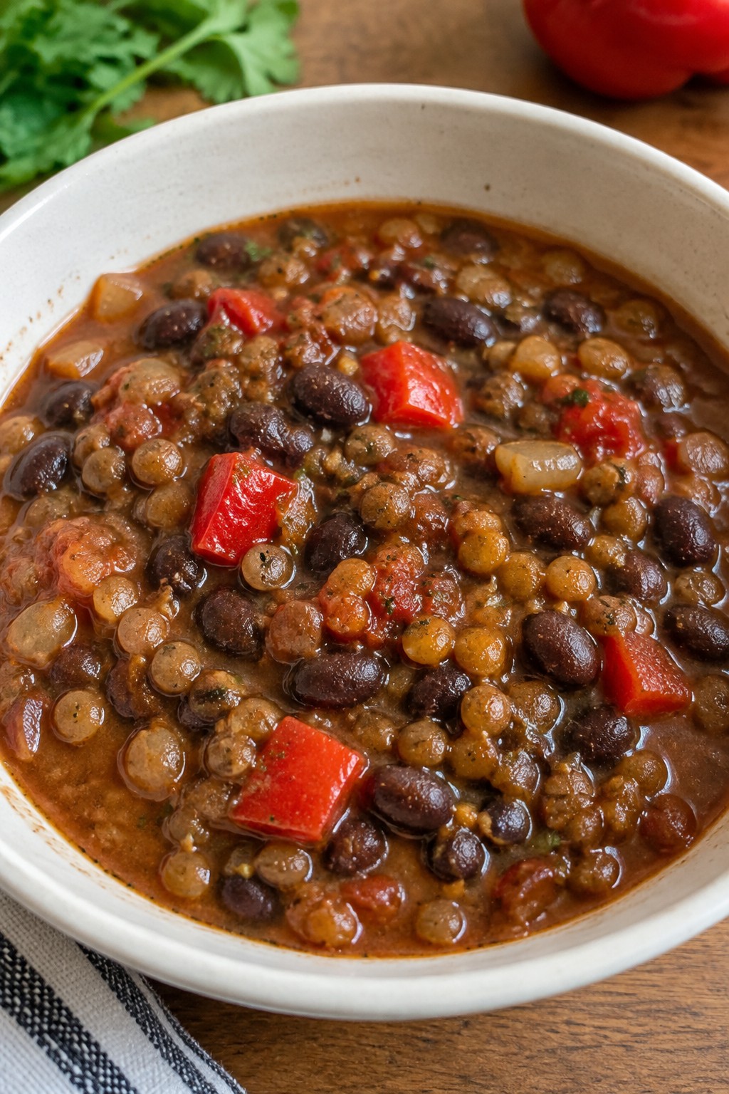 Mexican-Style Lentil and Black Bean Stew