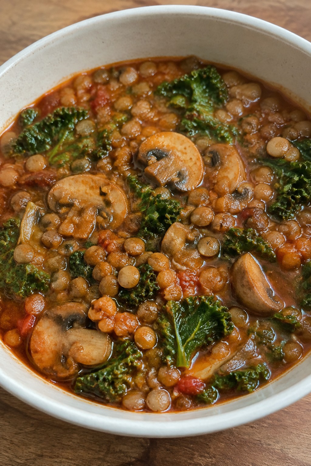 Smoky Paprika Lentil Stew with Mushrooms and Kale
