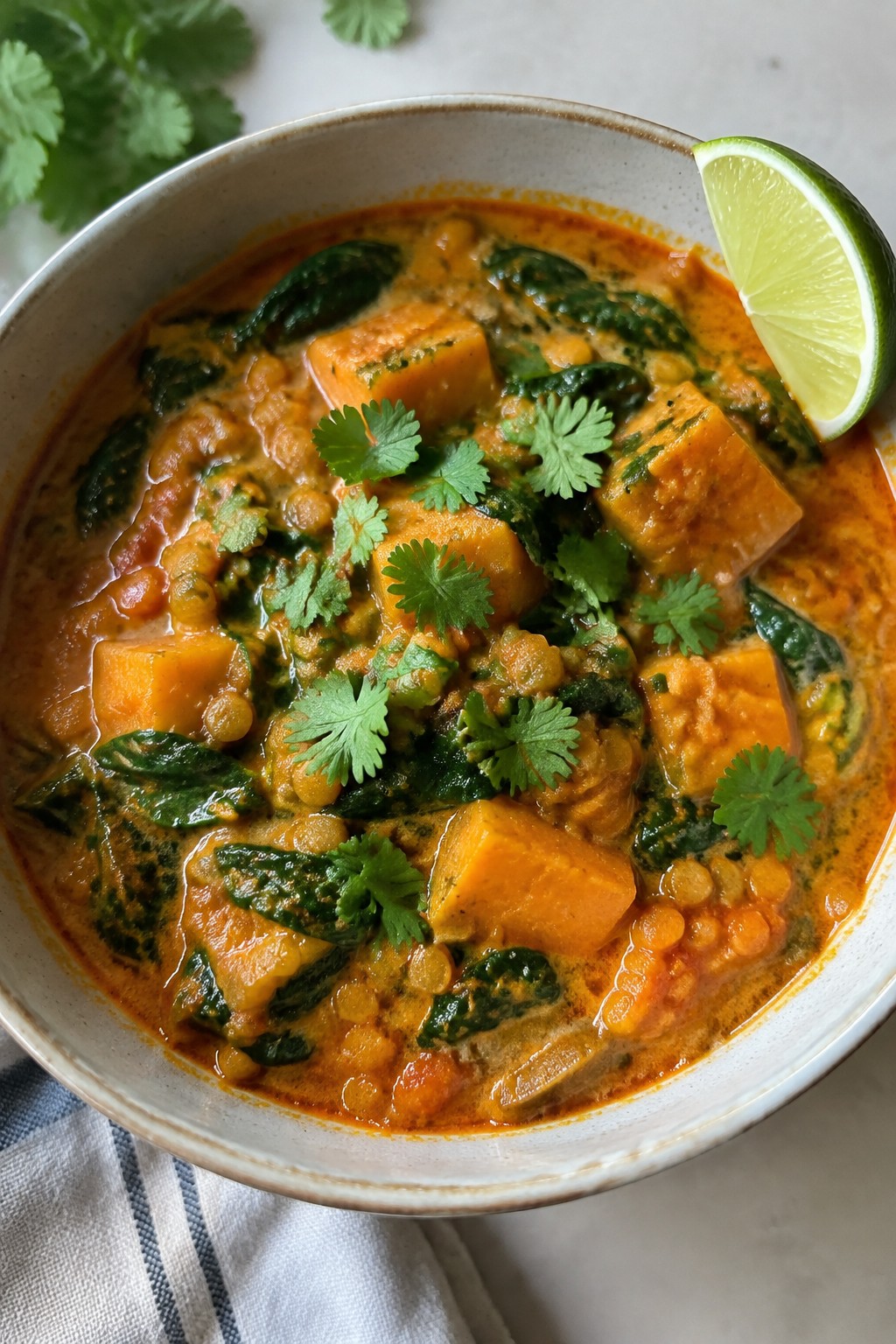 Thai-Inspired Red Curry Lentil Stew with Sweet Potato