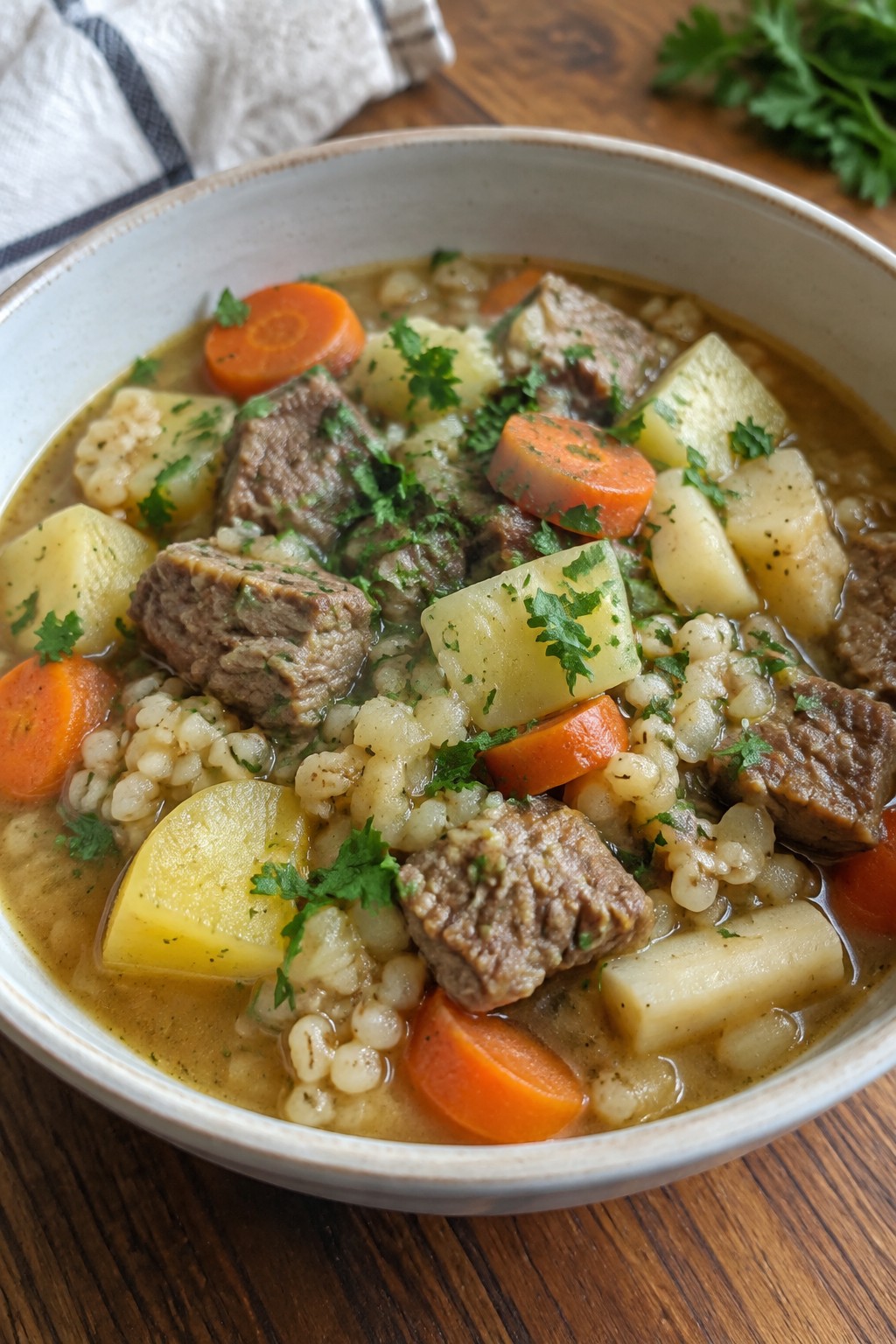 Hearty Irish Lamb and Barley Stew with Root Vegetables