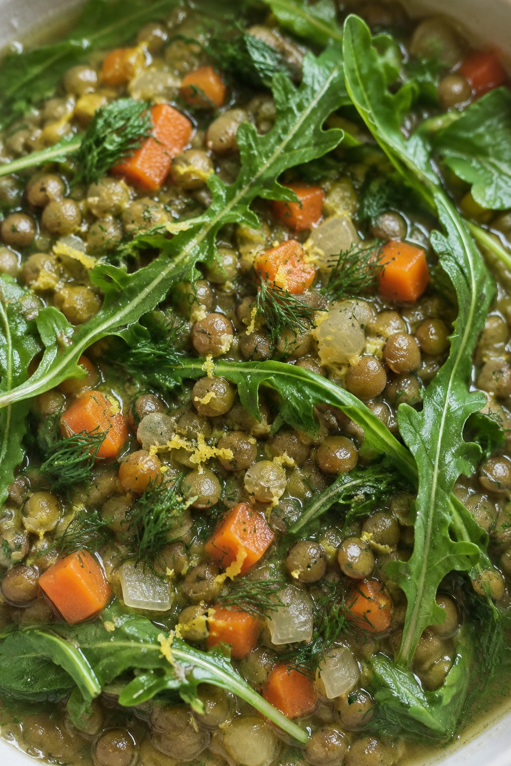 Lemon-Dill Lentil Stew with Arugula