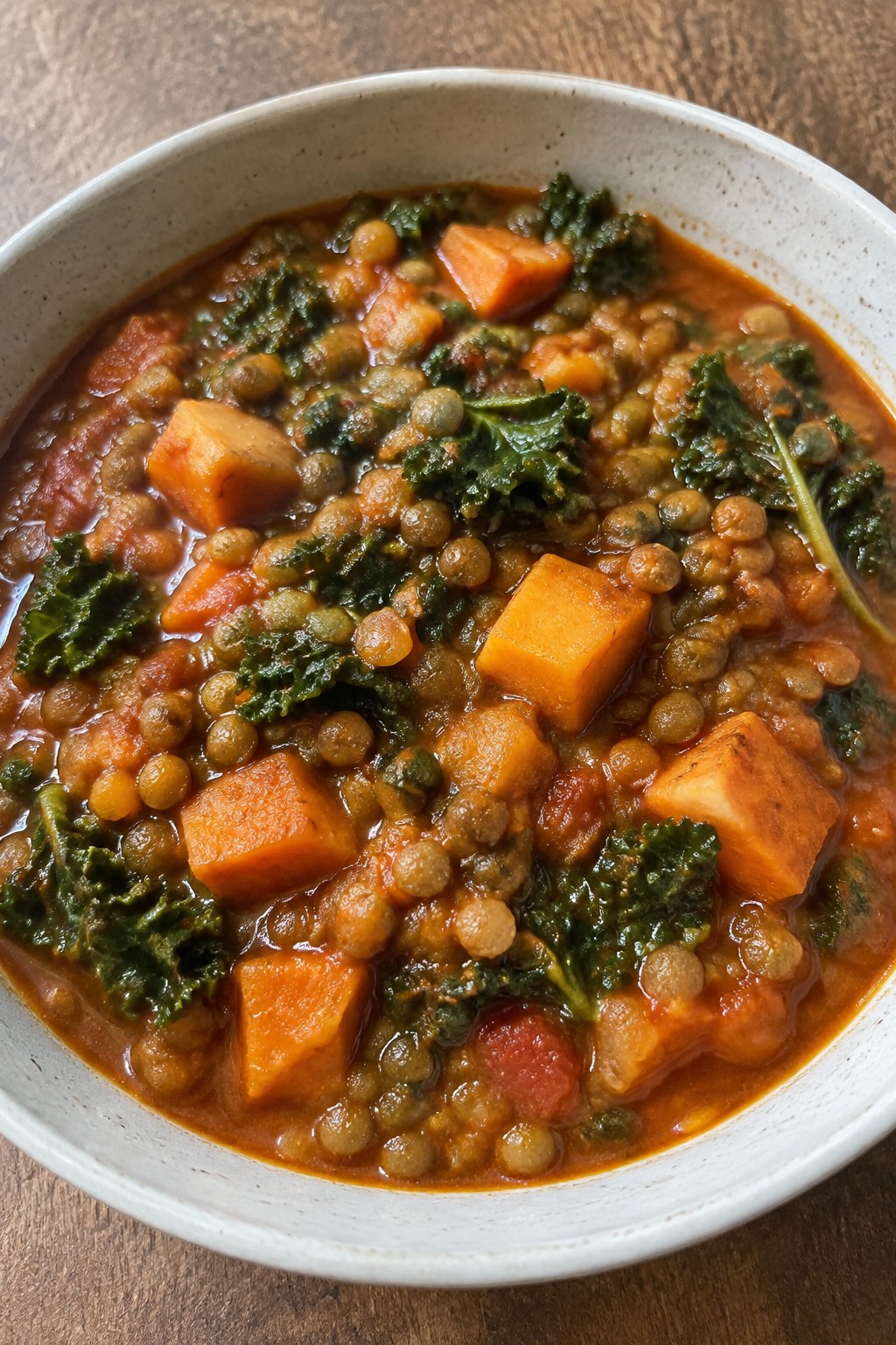 Smoky Paprika Lentil Stew with Kale and Sweet Potatoes