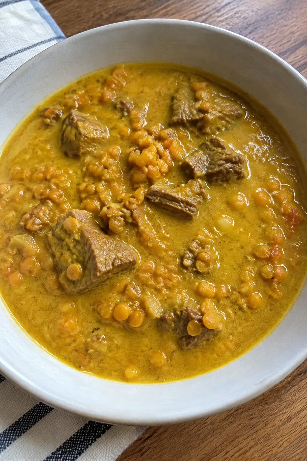 Instant Pot Beef and Red Lentil Stew with Coconut and Turmeric