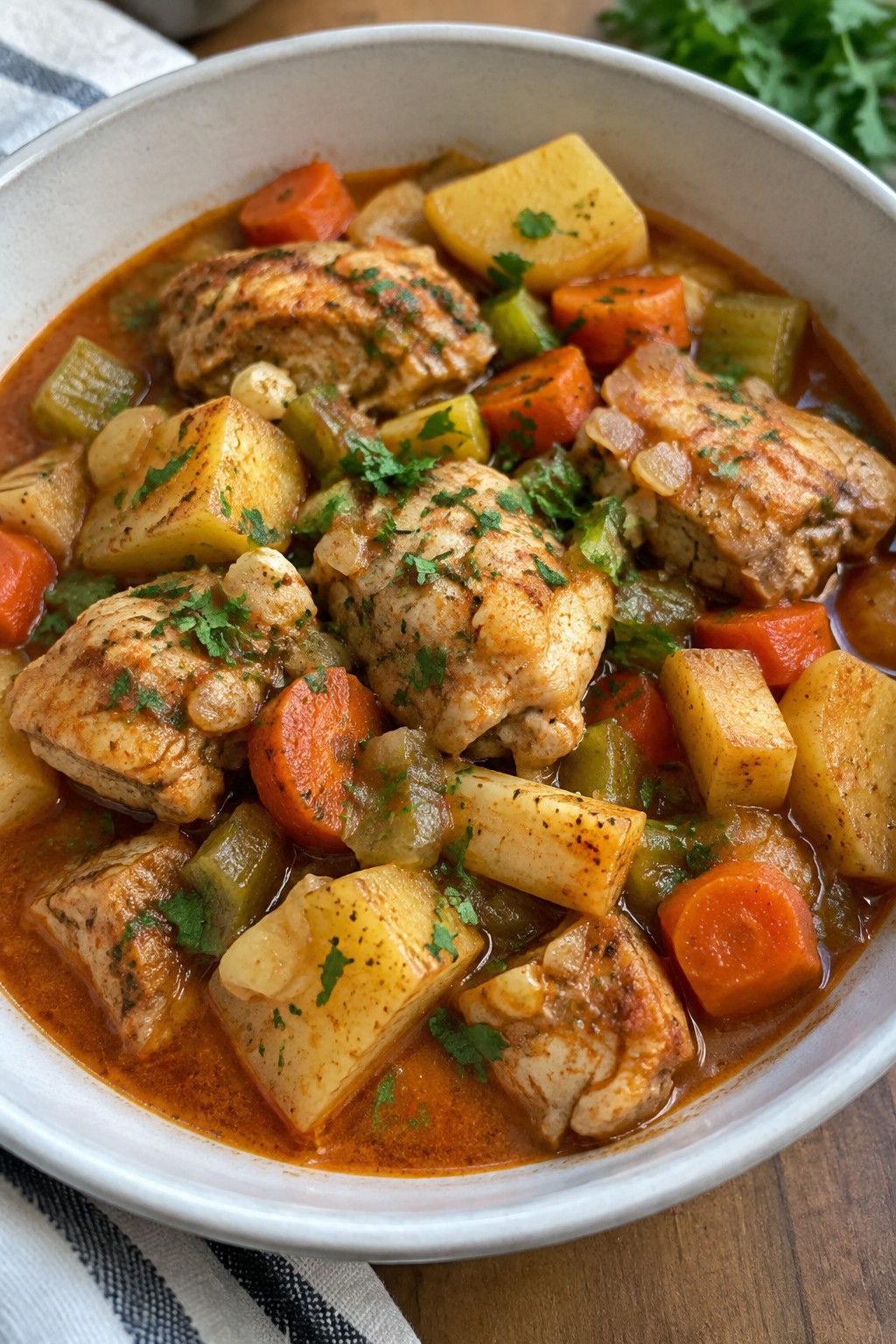 Smoky Paprika Chicken Stew with Root Vegetables and Celery