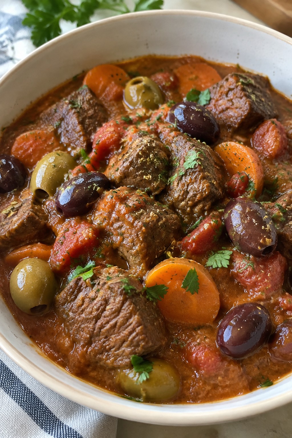 Mediterranean Beef Stew with Olives and Tomatoes