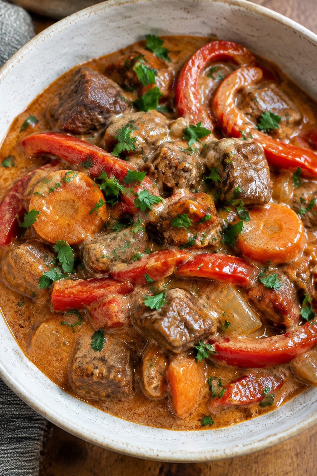 Smoky Paprika Beef Stew with Red Peppers