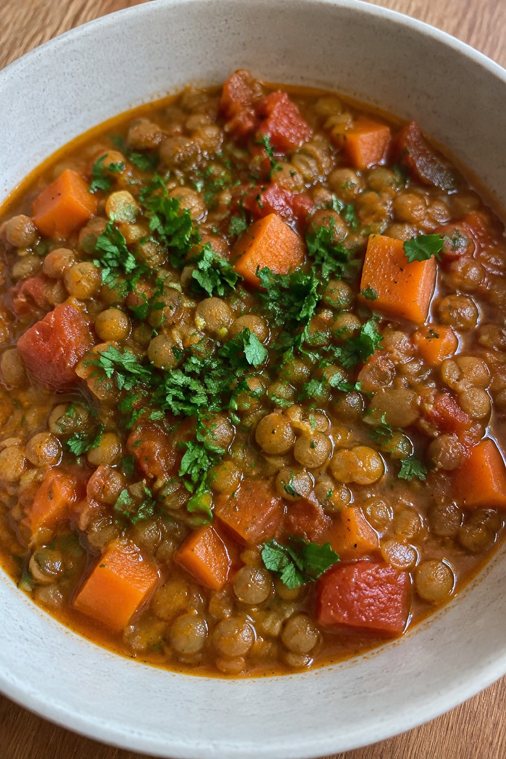 Ethiopian Berbere Vegetable Lentil Stew with Tomatoes and Carrots