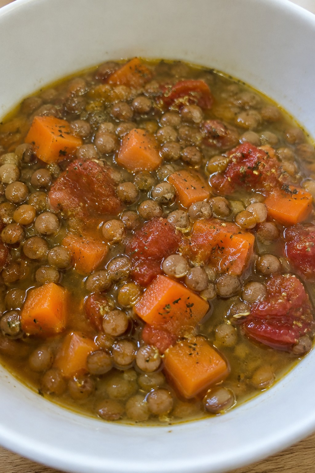 Greek Lemon Oregano Vegetable Lentil Stew with Tomatoes and Carrots