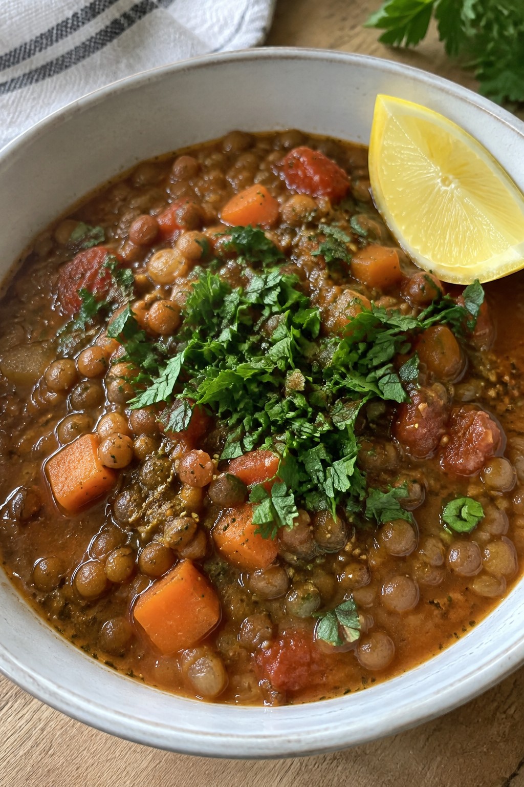 Lebanese Za’atar Vegetable Lentil Stew with Tomatoes and Carrots