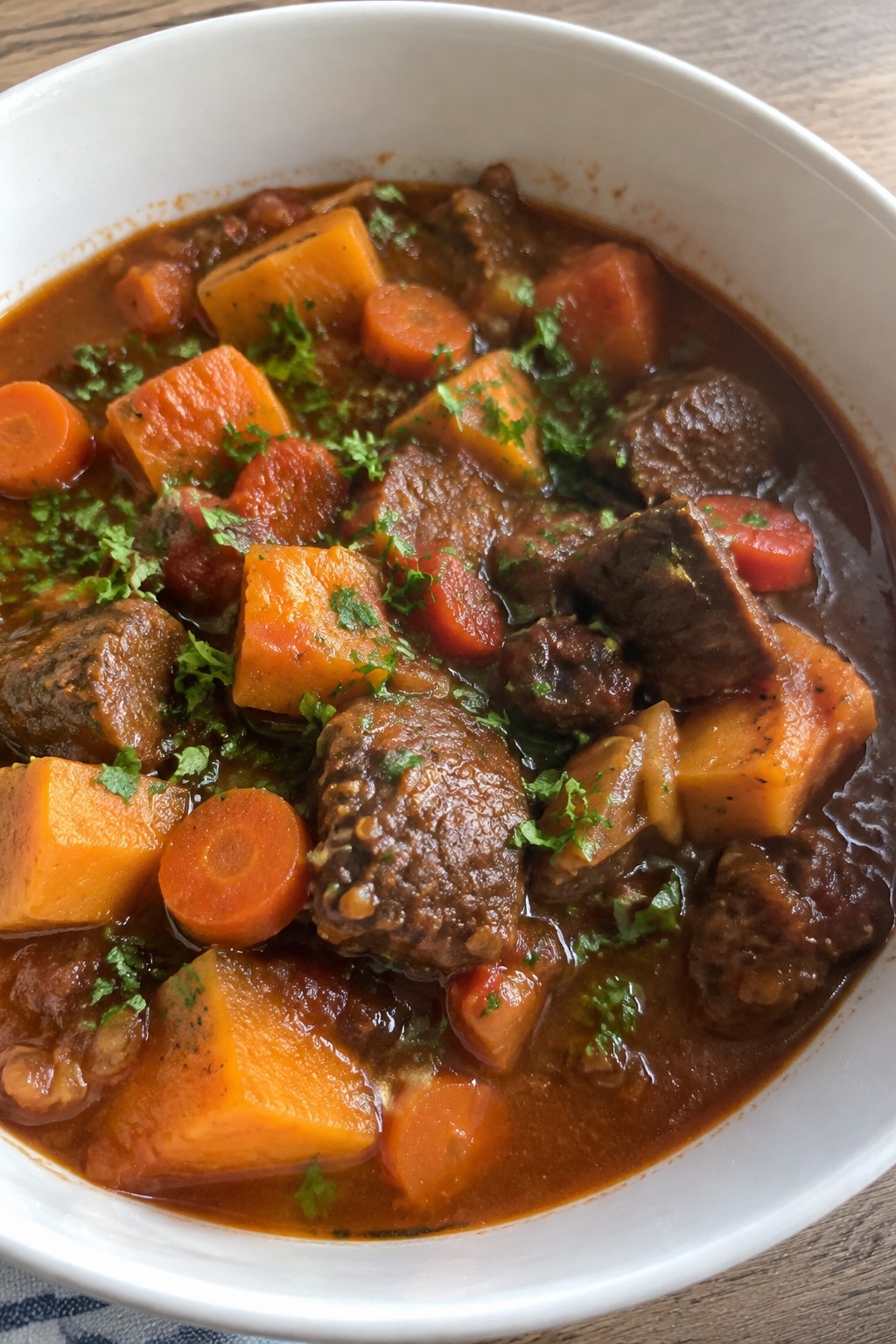 Beef and Sweet Potato Stew with Cinnamon and Cloves