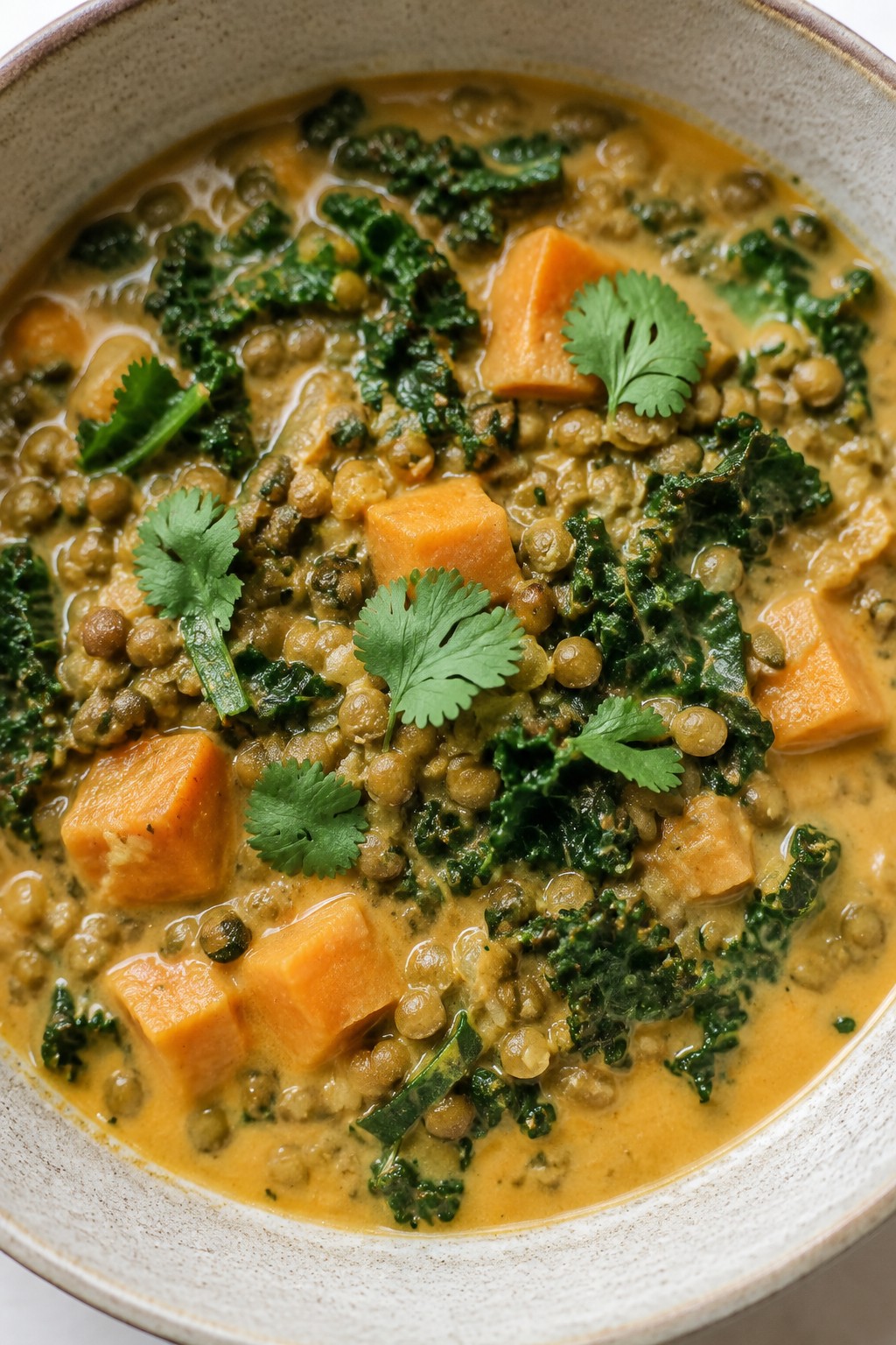 Coconut Lentil Stew with Winter Greens and Sweet Potato