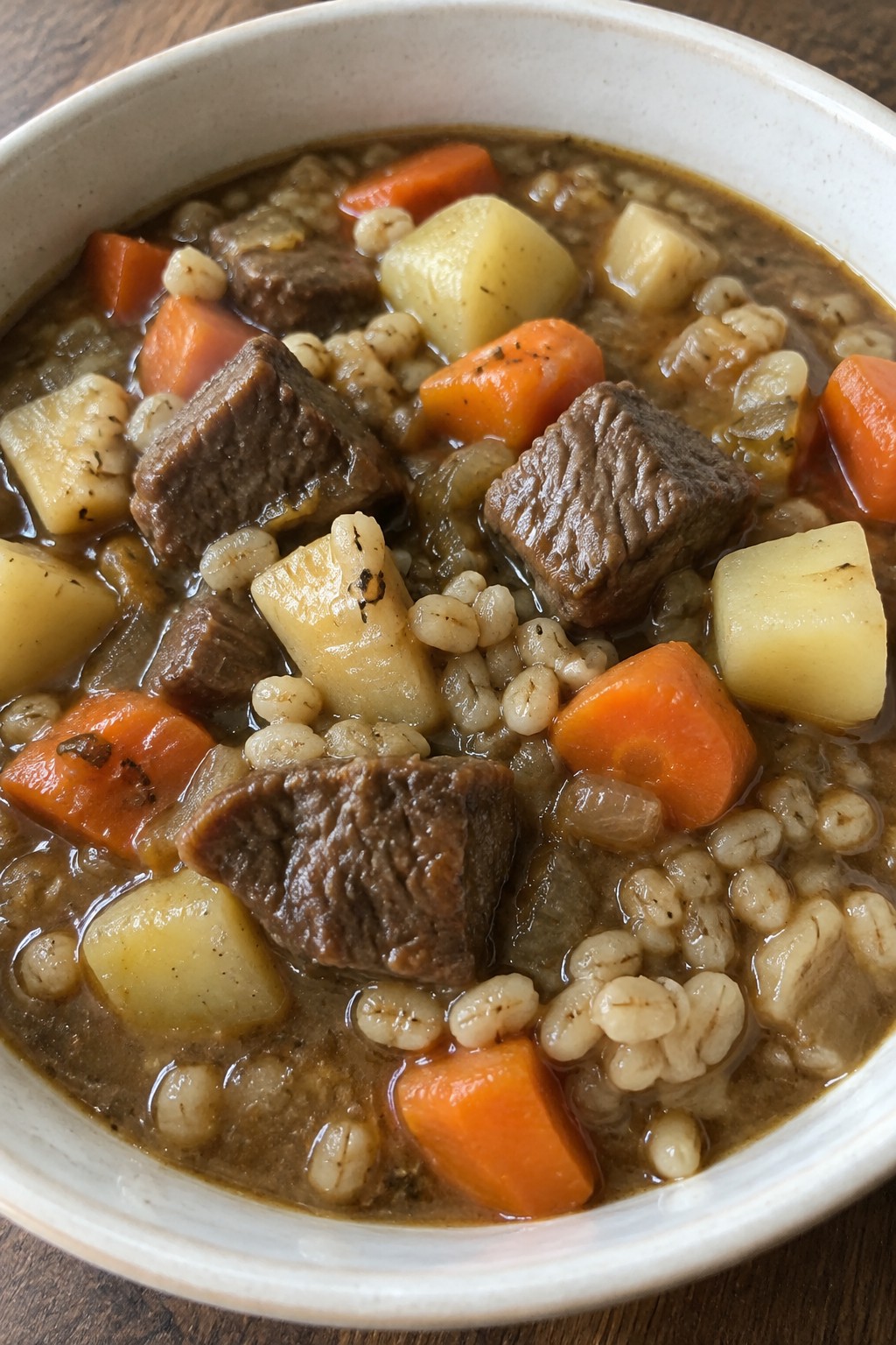 Hearty Beef and Barley Stew with Root Vegetables