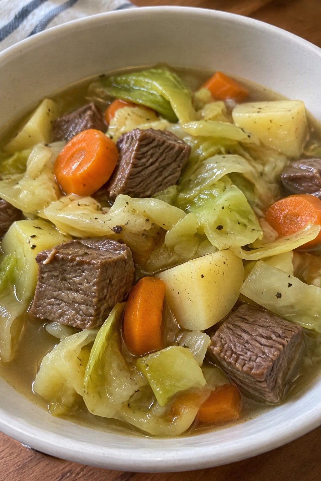 Irish-Style Beef and Cabbage Stew with Carrots