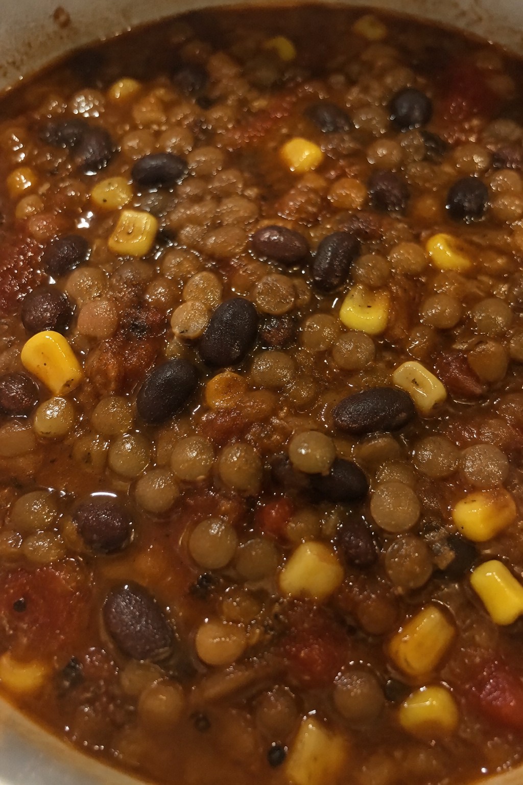 Smoky Chipotle Lentil Stew with Black Beans and Corn